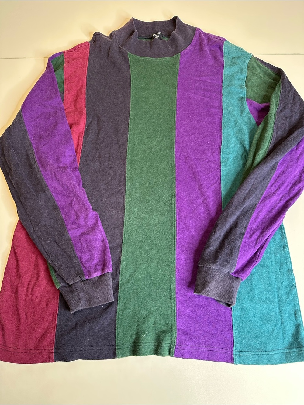 Men's Multicolor Striped Long-Sleeve Sweater - Green & Purple